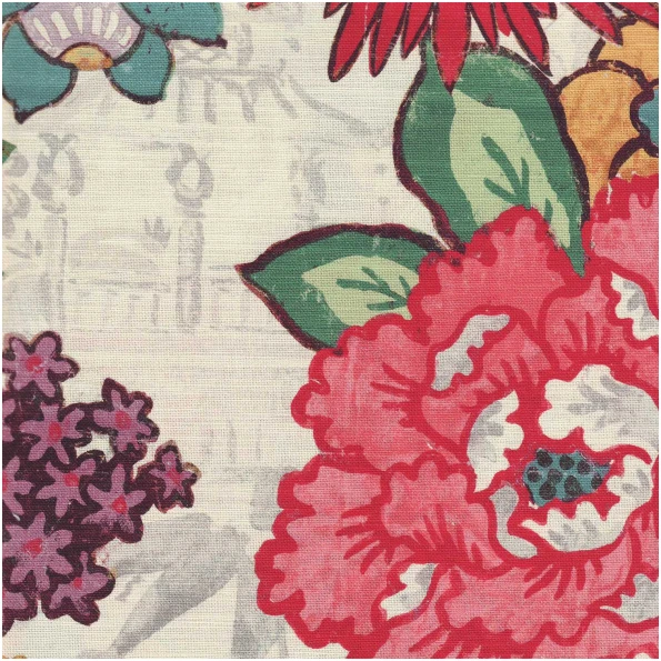 P-Flowers/Multi - Prints Fabric Suitable For Drapery