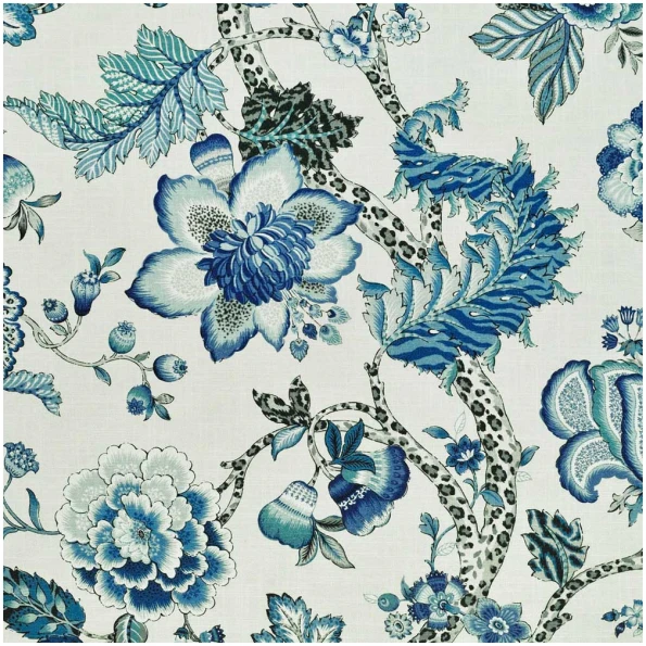 P-Hakala/Blue - Prints Fabric Suitable For Drapery
