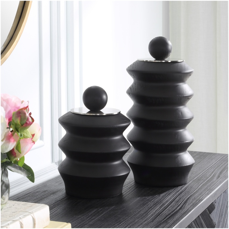 Accordion Black Wood Containers
