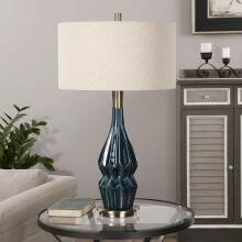 Prussian-Blue Ceramic Lamps