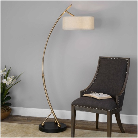 Uttermost Vardar Curved Brass Floor Lamp