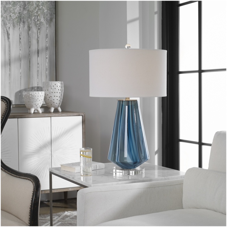 Uttermost Pescara Teal-Gray Glass Lamp