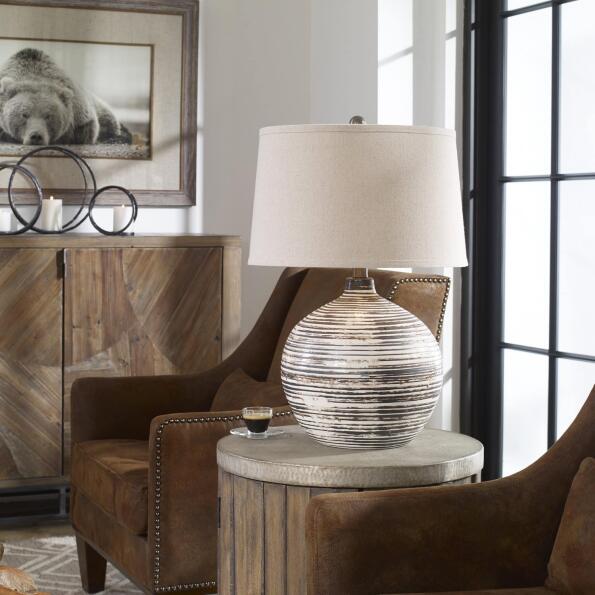 Uttermost Bloxom Mocha Ivory Lamp