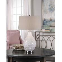 Camellia-Glossed White Table Lamp