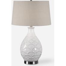 Camellia-Glossed White Table Lamp
