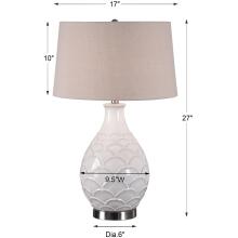 Camellia-Glossed White Table Lamp