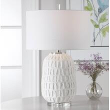 Caelina-Textured White Table Lamp