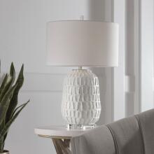 Caelina-Textured White Table Lamp