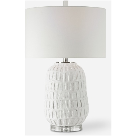 Caelina-Textured White Table Lamp