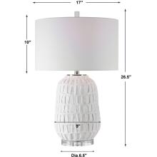 Caelina-Textured White Table Lamp