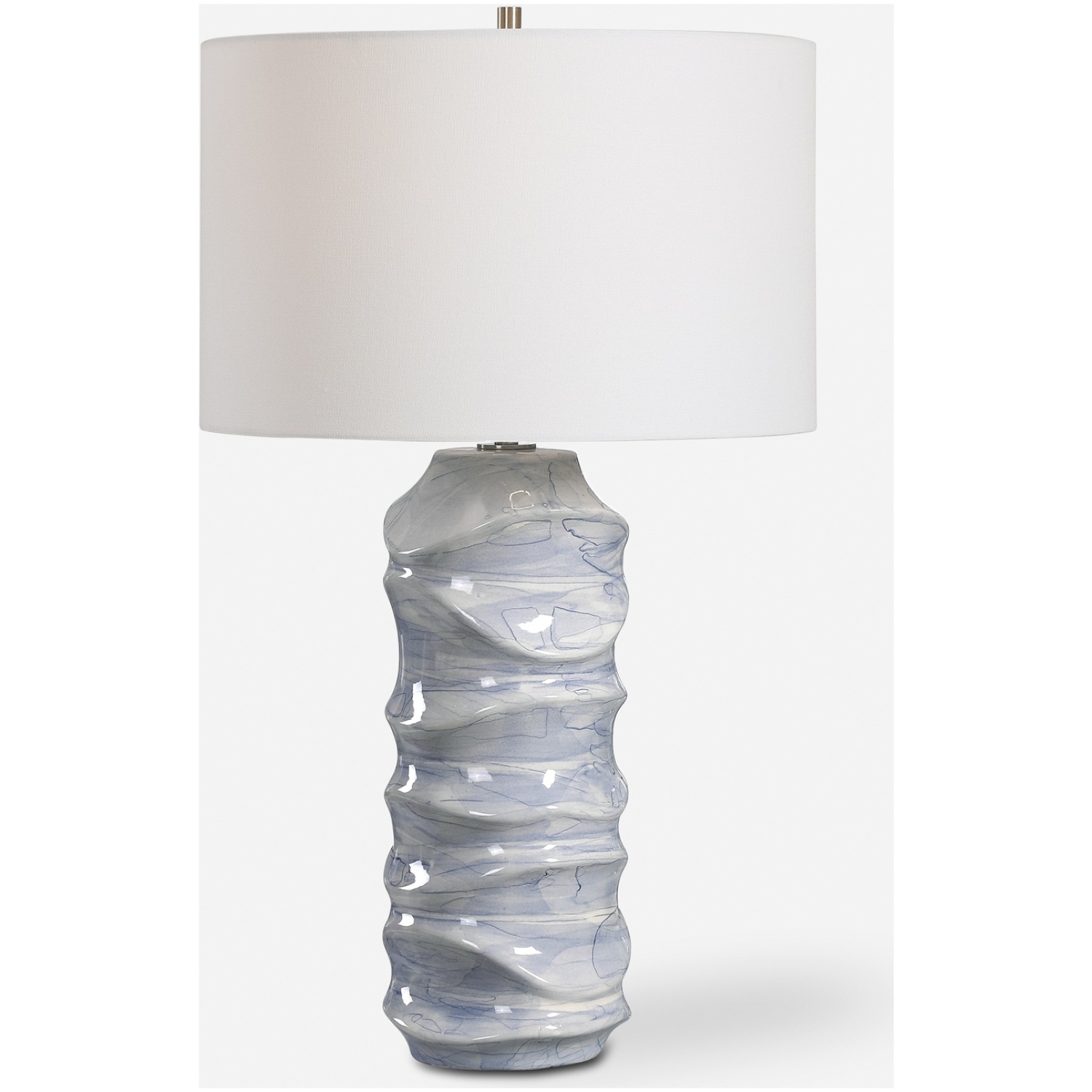 Waves-Blue &Amp; White Table Lamp