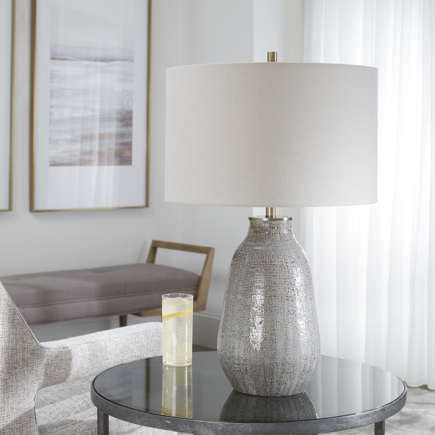 Monacan-Gray Textured Table Lamp