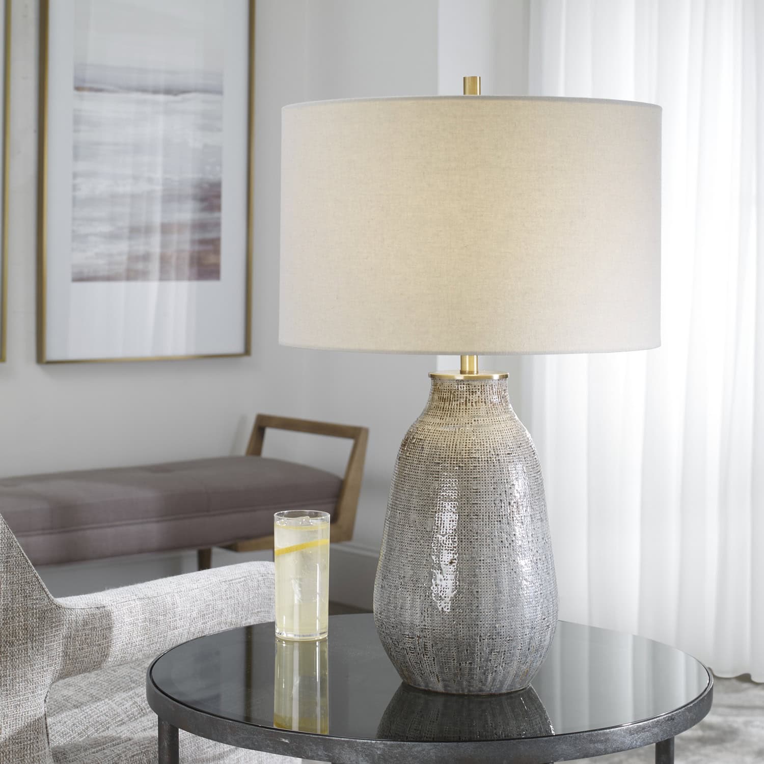 Monacan-Gray Textured Table Lamp