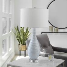 Clariot-Ribbed Blue Table Lamp