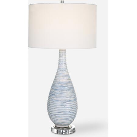 Clariot-Ribbed Blue Table Lamp