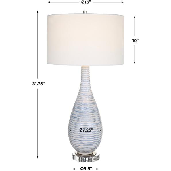 Clariot Ribbed Blue Table Lamp
