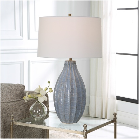 Uttermost Veston Blue Glaze Table Lamp