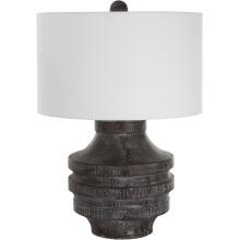 Timber-Carved Wood Table Lamp