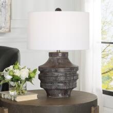 Timber-Carved Wood Table Lamp