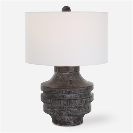 Timber-Carved Wood Table Lamp