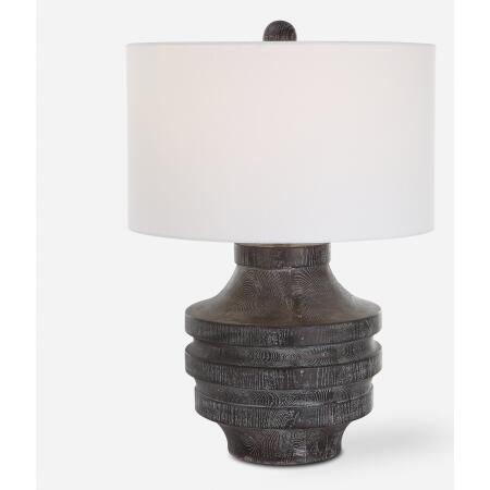 Timber-Carved Wood Table Lamp