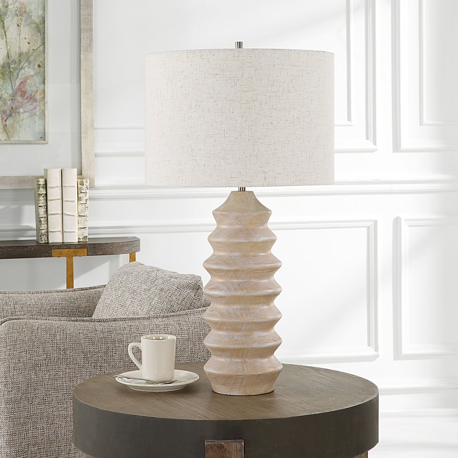 Uplift Geometric Table Lamp Nickel Table Lamps by Uttermost