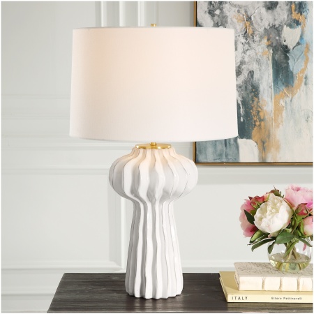 Uttermost Wrenley Ridged White Table Lamp