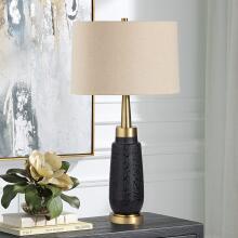 Spyglass-Black Wood Grain Table Lamp