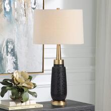 Spyglass-Black Wood Grain Table Lamp