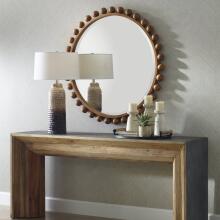 Cyra-Beaded Round Mirror