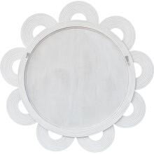 Clematis-White Rattan Round Mirror