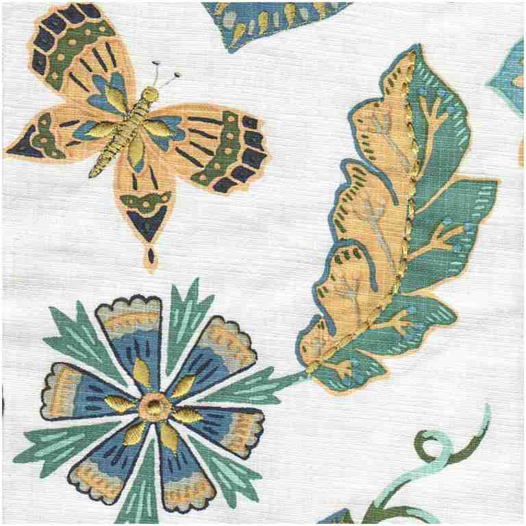 C-Ricoco/Blue - Prints Fabric Suitable For Drapery