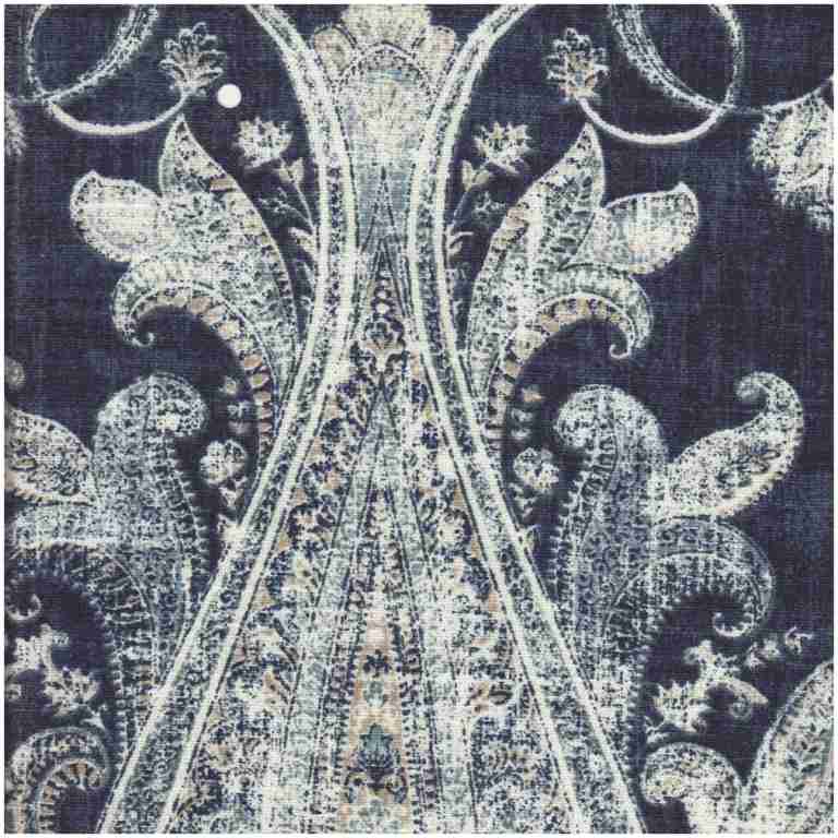 Hajara/Navy - Prints Fabric Suitable For Drapery