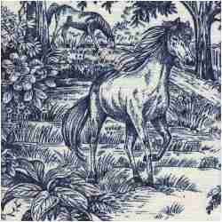 Horses/Navy - Prints Fabric Suitable For Drapery