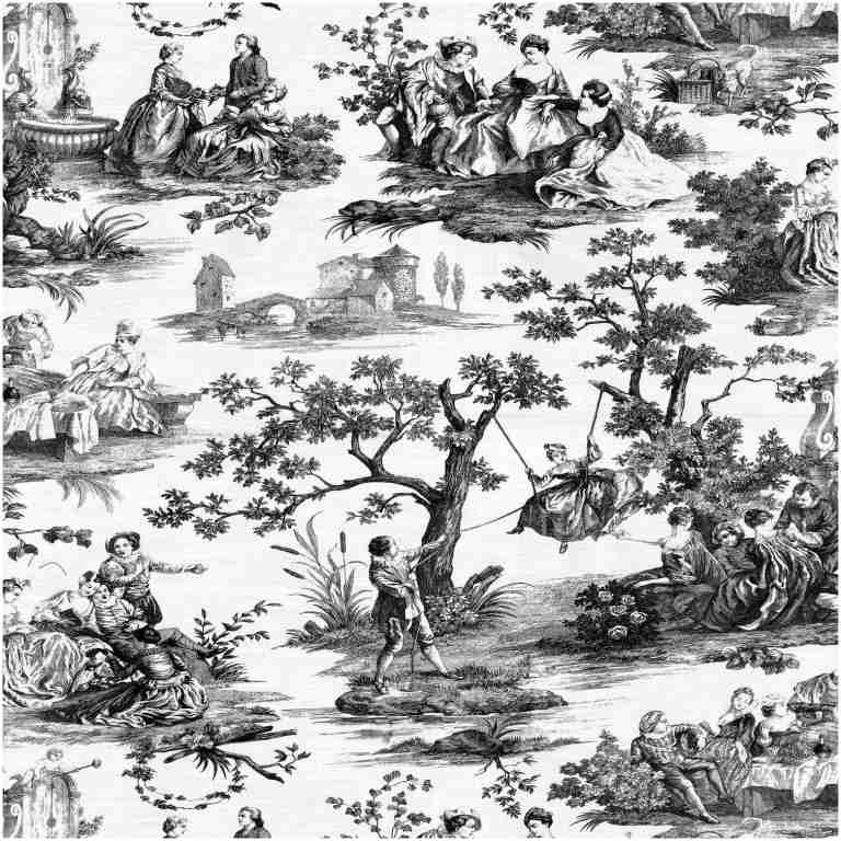 Idyl/Black - Prints Fabric Suitable For Drapery