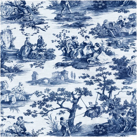 IDYL/NAVY - Prints Fabric Suitable For Drapery