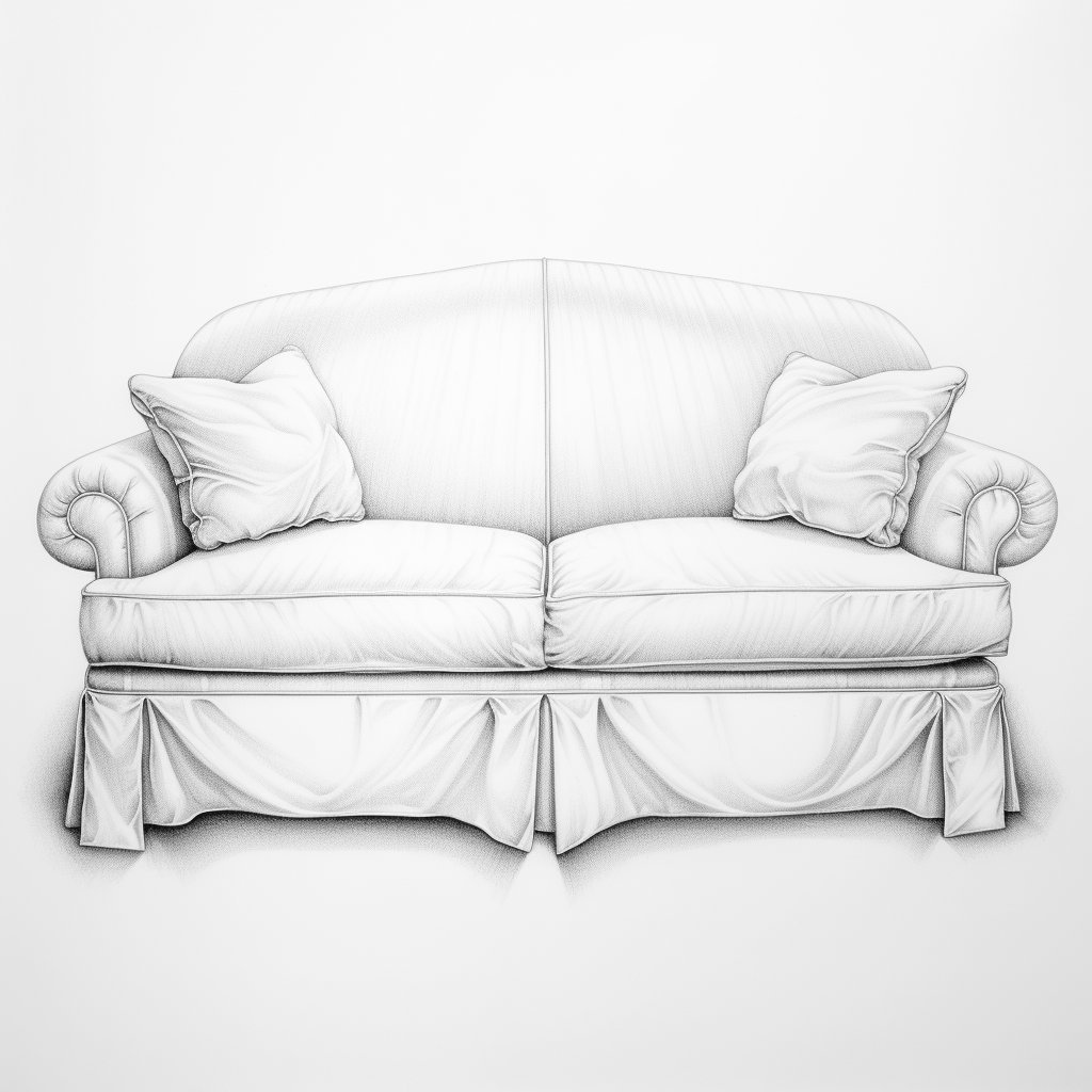Custom Sofa With Skirt Loose Seat Cushions Tight Back - Houston