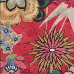 P-Flowers/Red - Prints Fabric Suitable For Drapery