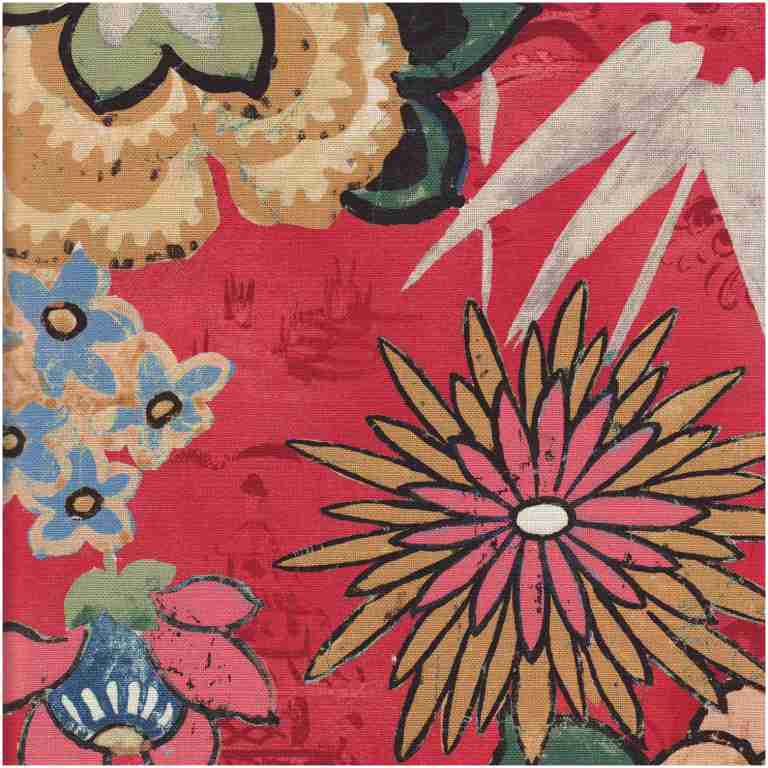 P-Flowers/Red - Prints Fabric Suitable For Drapery
