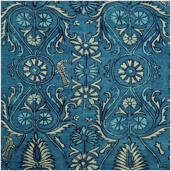 P-Hulla/Blue - Prints Fabric Suitable For Drapery