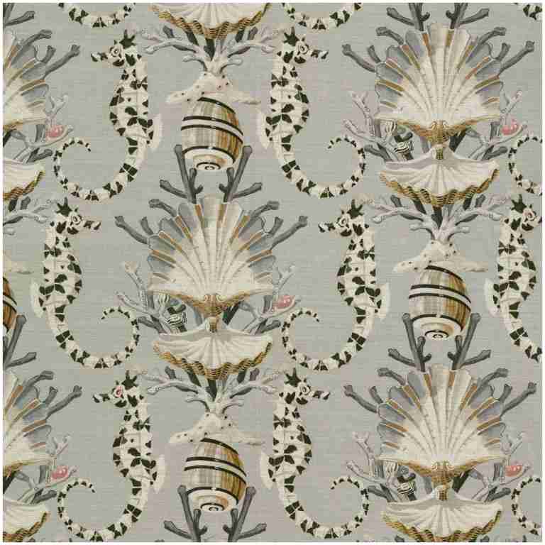 Pk-Mariner/Silver - Prints Fabric Suitable For Drapery