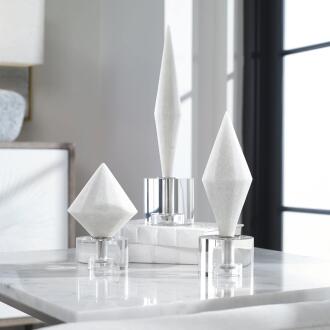 Uttermost Alize White Stone Sculptures S/3