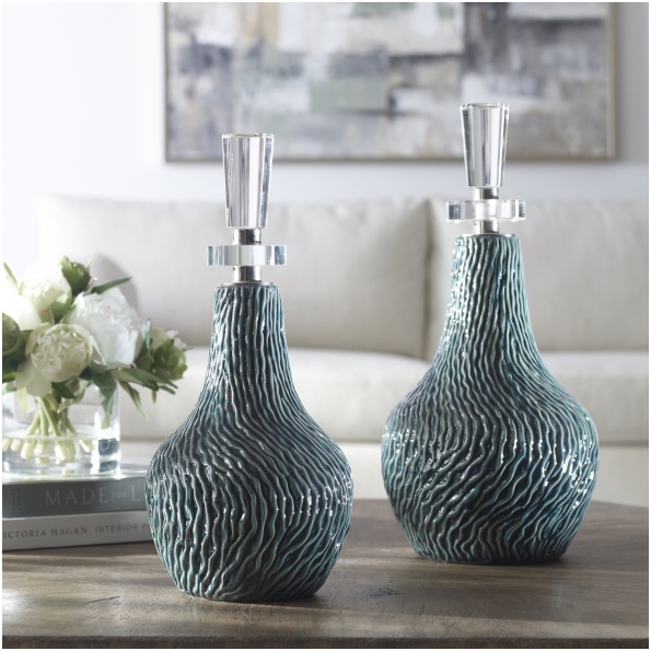 Uttermost Almera Dark Teal Bottles