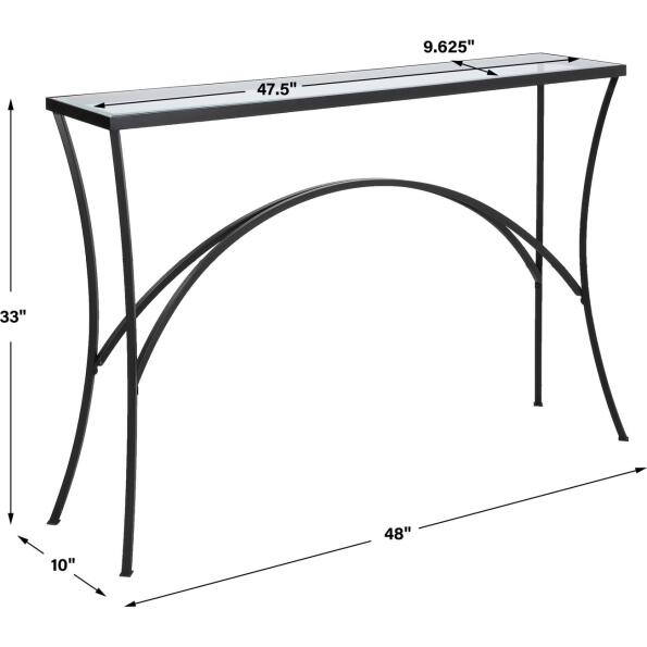Alayna Black Metal & Glass Console Table