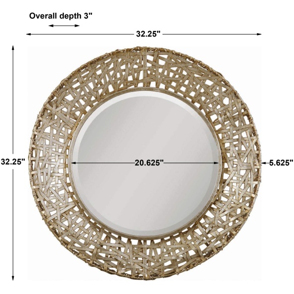 Alita Champagne Woven Metal Mirror