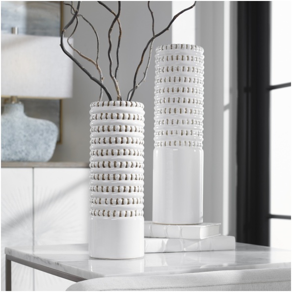 Uttermost Angelou White Vases