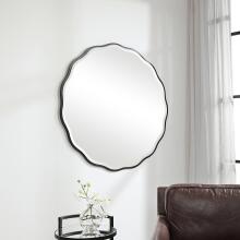 Aneta-Black Scalloped Edge Round Mirror