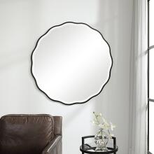 Aneta-Black Scalloped Edge Round Mirror