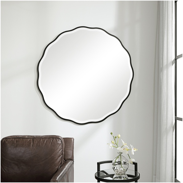 Uttermost Aneta Black Round Mirror