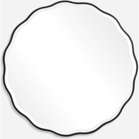 Aneta-Black Scalloped Edge Round Mirror